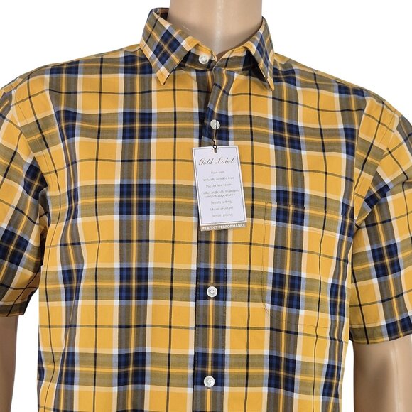 Roundtree & Yorke Gold Label Men's Shirt Size S Short Sleeve Yellow Plaid (56) - Picture 2 of 10
